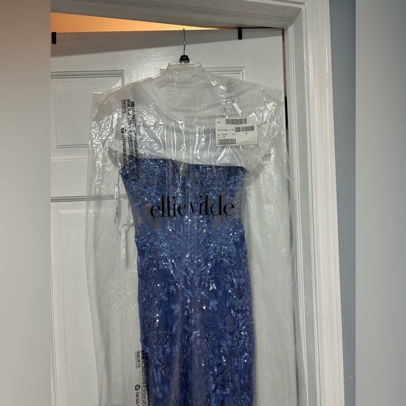 Gorgeous Ellie Wilde Prom Dress sz4 Dusk blue periwinkle EW36003 sequin & lace - Picture 7 of 17